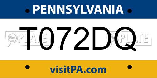 T072DQ Pennsylvania License Plate