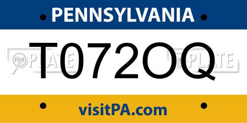 T072OQ Pennsylvania License Plate