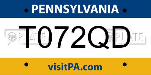 T072QD Pennsylvania License Plate