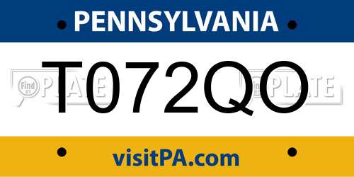 T072QO Pennsylvania License Plate
