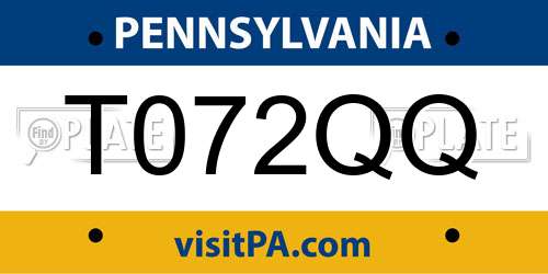 T072QQ Pennsylvania License Plate