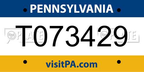 T073429 Pennsylvania License Plate