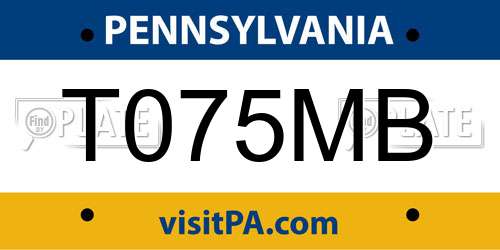 T075MB Pennsylvania License Plate