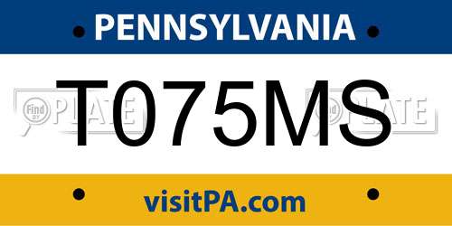 T075MS Pennsylvania License Plate