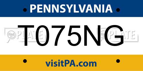 T075NG Pennsylvania License Plate