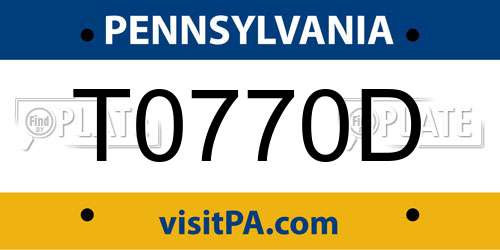 T0770D Pennsylvania License Plate