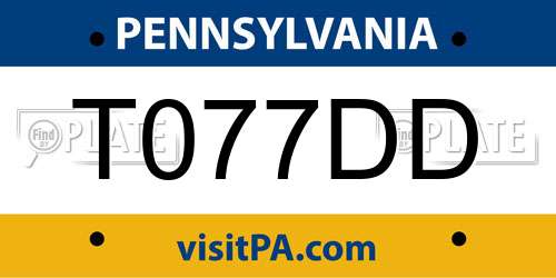 T077DD Pennsylvania License Plate