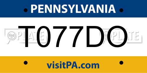 T077DO Pennsylvania License Plate