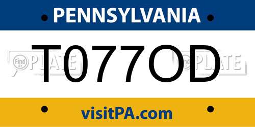 T077OD Pennsylvania License Plate
