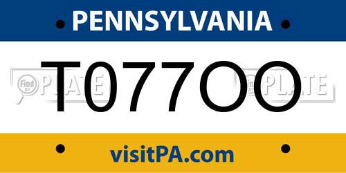 T077OO Pennsylvania License Plate