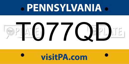 T077QD Pennsylvania License Plate