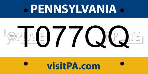 T077QQ Pennsylvania License Plate