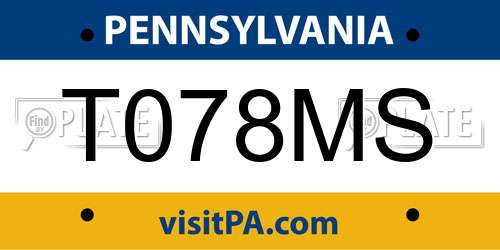 T078MS Pennsylvania License Plate