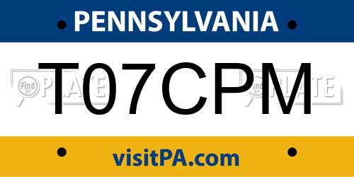 T07CPM Pennsylvania License Plate