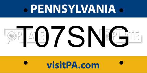 T07SNG Pennsylvania License Plate