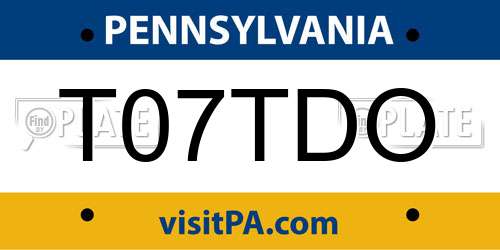 T07TDO Pennsylvania License Plate