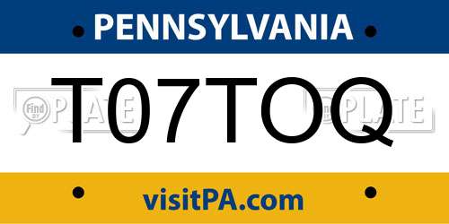 T07TOQ Pennsylvania License Plate