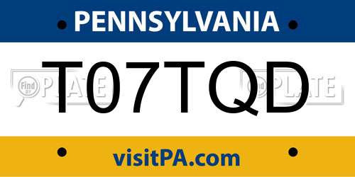T07TQD Pennsylvania License Plate