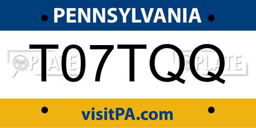T07TQQ Pennsylvania License Plate