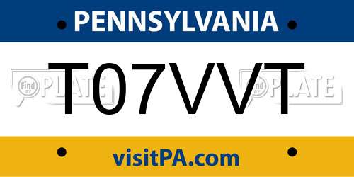 T07VVT Pennsylvania License Plate
