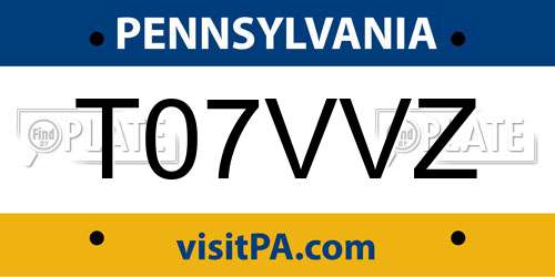 T07VVZ Pennsylvania License Plate