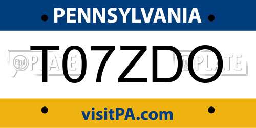 T07ZDO Pennsylvania License Plate