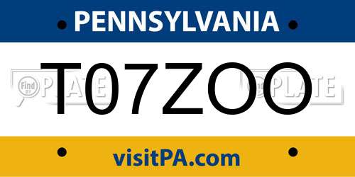 T07ZOO Pennsylvania License Plate