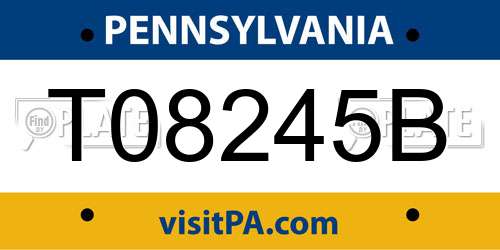 T08245B Pennsylvania License Plate
