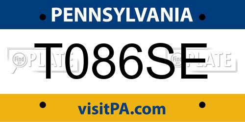 T086SE Pennsylvania License Plate