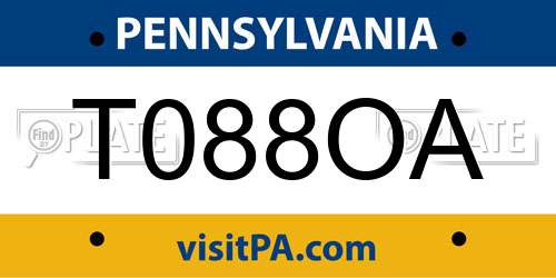 T088OA Pennsylvania License Plate