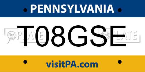 T08GSE Pennsylvania License Plate