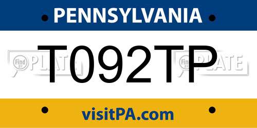 T092TP Pennsylvania License Plate