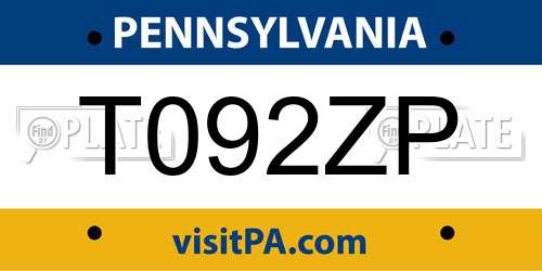 T092ZP Pennsylvania License Plate