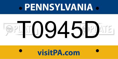 T0945D Pennsylvania License Plate