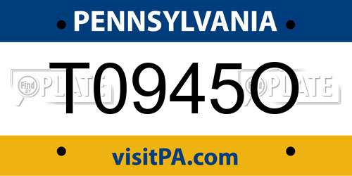 T0945O Pennsylvania License Plate