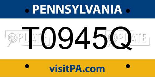 T0945Q Pennsylvania License Plate