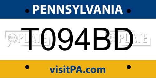 T094BD Pennsylvania License Plate