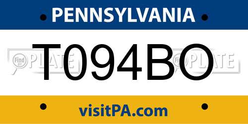 T094BO Pennsylvania License Plate