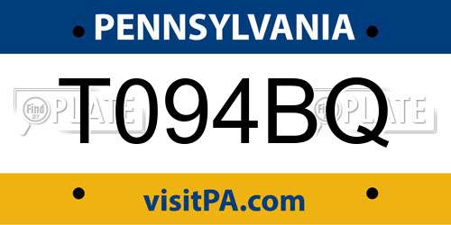 T094BQ Pennsylvania License Plate
