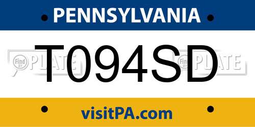 T094SD Pennsylvania License Plate