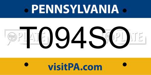T094SO Pennsylvania License Plate