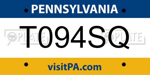 T094SQ Pennsylvania License Plate