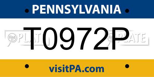 T0972P Pennsylvania License Plate