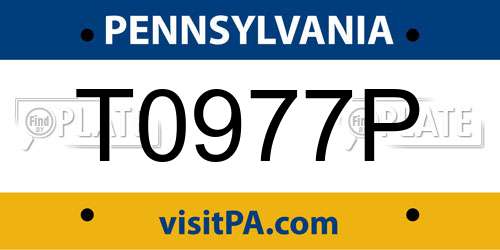 T0977P Pennsylvania License Plate