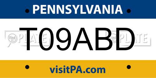 T09ABD Pennsylvania License Plate
