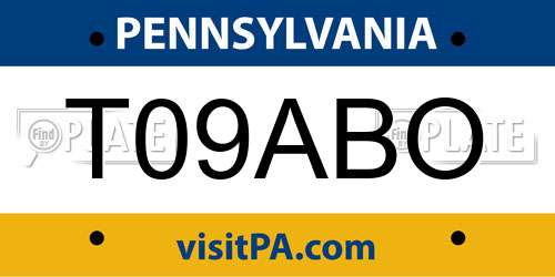 T09ABO Pennsylvania License Plate