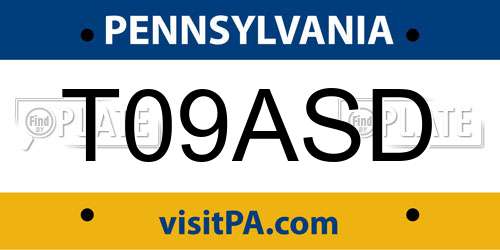 T09ASD Pennsylvania License Plate