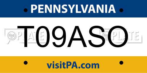 T09ASO Pennsylvania License Plate