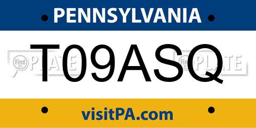 T09ASQ Pennsylvania License Plate