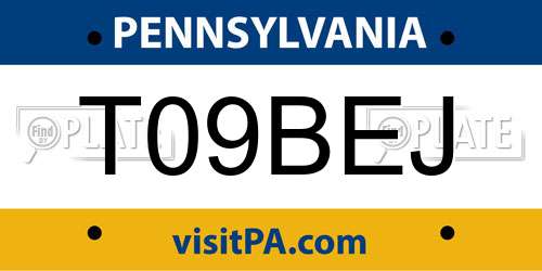T09BEJ Pennsylvania License Plate